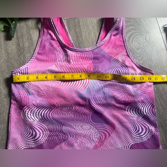 C9 by Champion Tri - Colored Built in Bra Swirl Patterned Tank Top Purple Pink - Picture 9 of 10